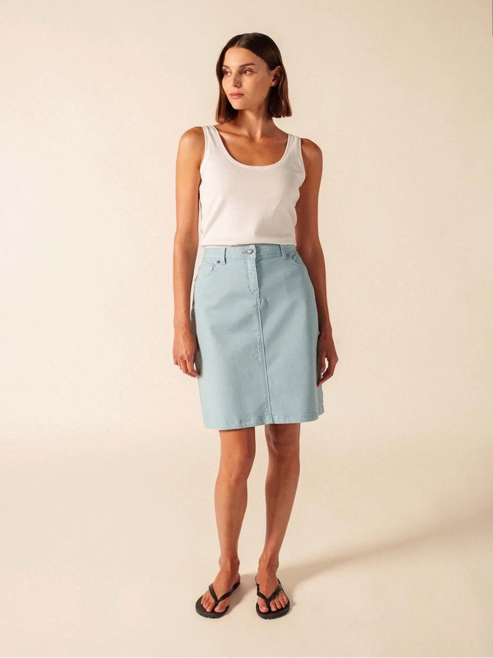 Skylight Blue Saint James ELFY Stretch Denim Skirt Sz 10